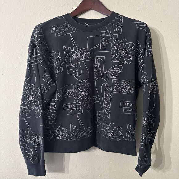 Nike Men's‎ Sweatshirt Allover Logo Swoosh Pinwheel Print Logo Size M - Picture 1 of 6